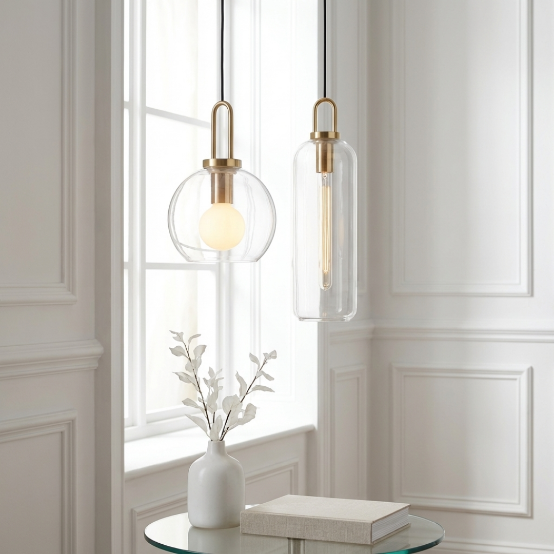 Pendant Light | Capsule Shape Transparent Glass Shade