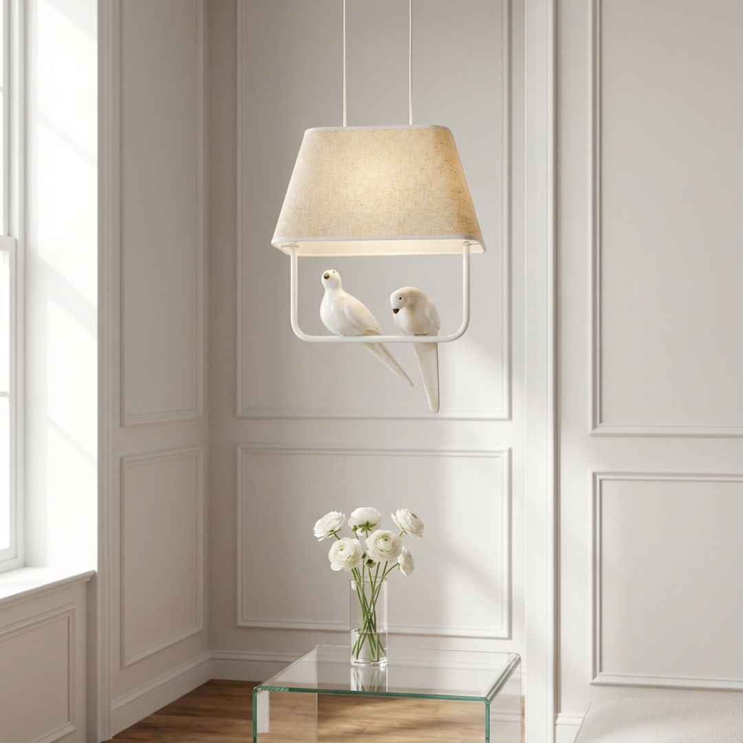 Pendant Light | Cage Frame with Bird Detail