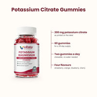 Potassium Citrate Gummies - 200 mg potassium citrate, 60 gummies, two a day, four flavours