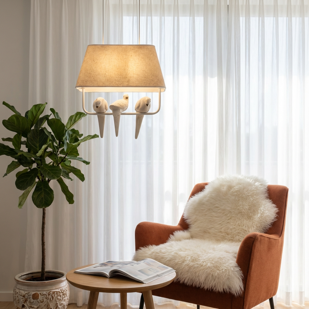 Pendant Light | Cage Frame with Bird Detail