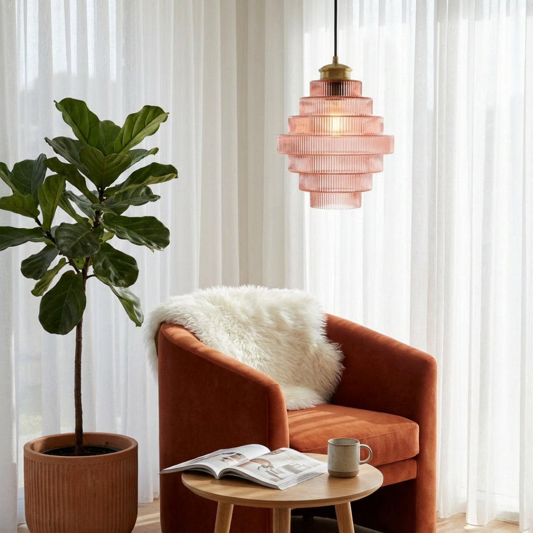 Pendant Light | Ribbed Layered Vertical Surface Design