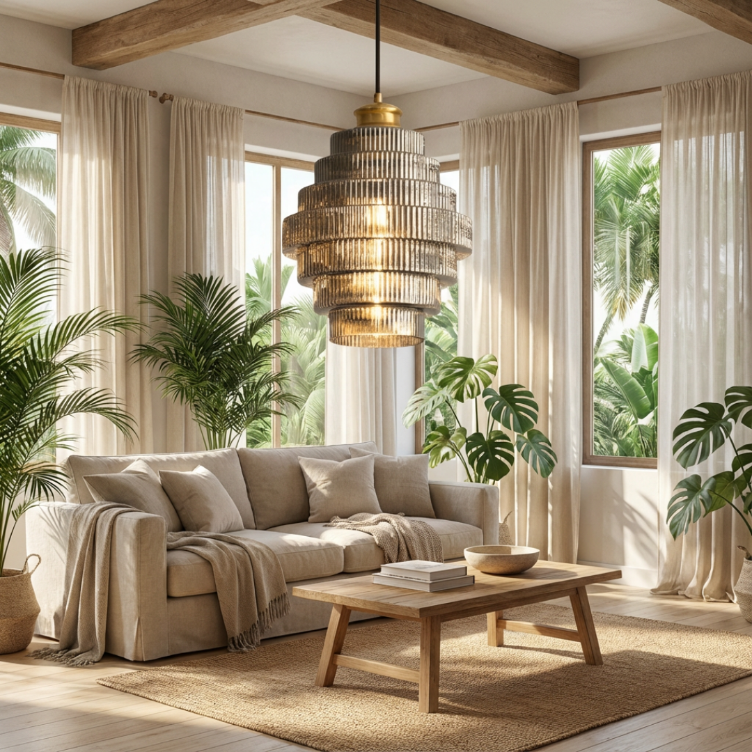 Pendant Light | Ribbed Layered Vertical Surface Design