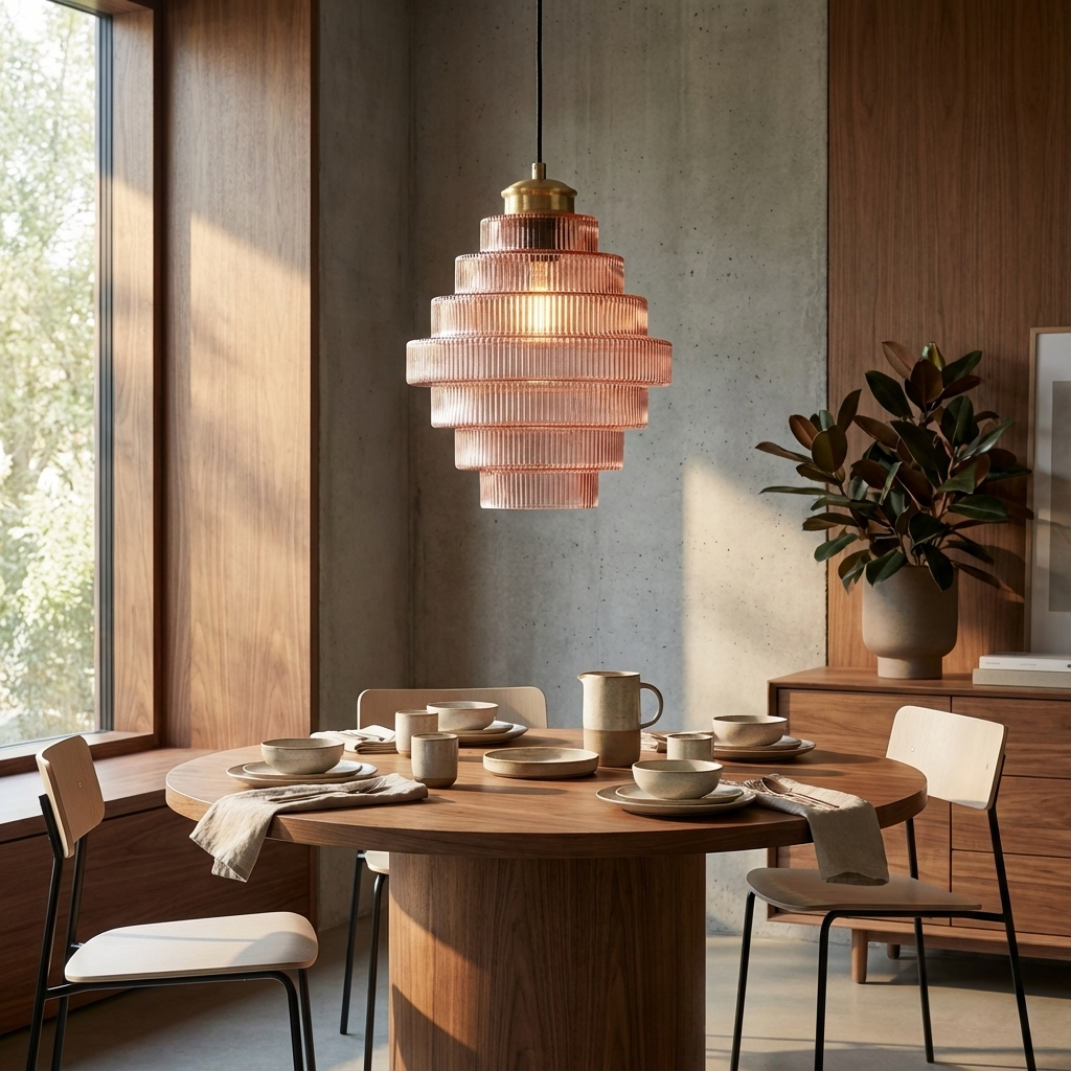 Pendant Light | Ribbed Layered Vertical Surface Design