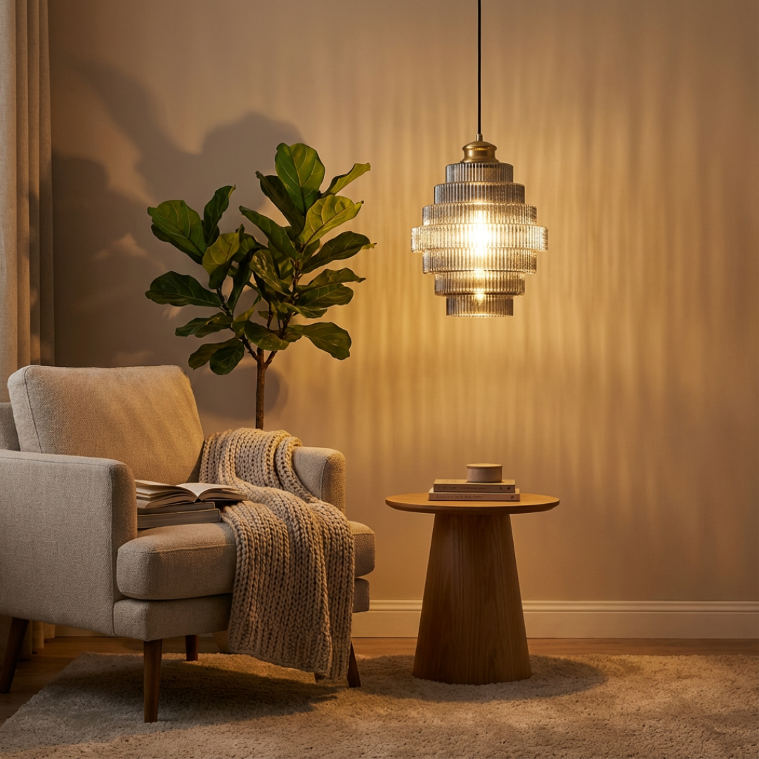 Pendant Light | Ribbed Layered Vertical Surface Design
