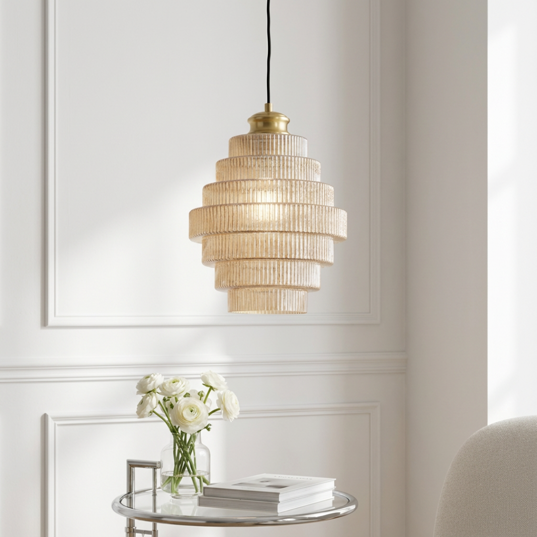 Pendant Light | Ribbed Layered Vertical Surface Design