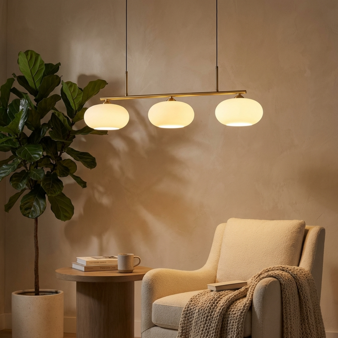 Pendant Light | Linear Triple Globe Layout