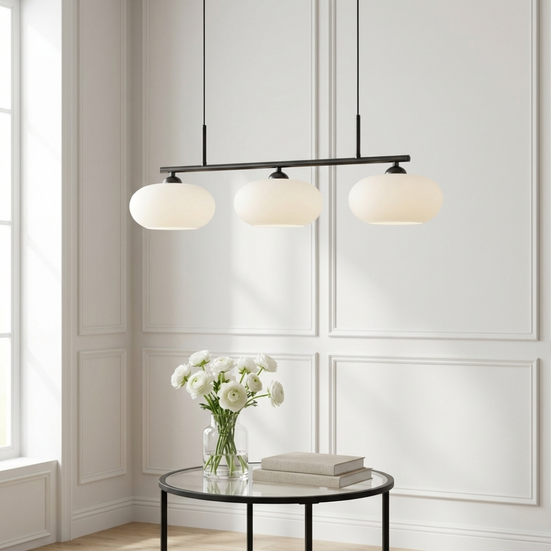 Pendant Light | Linear Triple Globe Layout