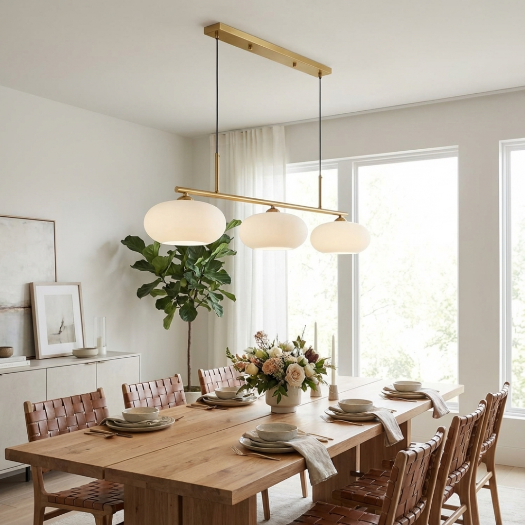 Pendant Light | Linear Triple Globe Layout