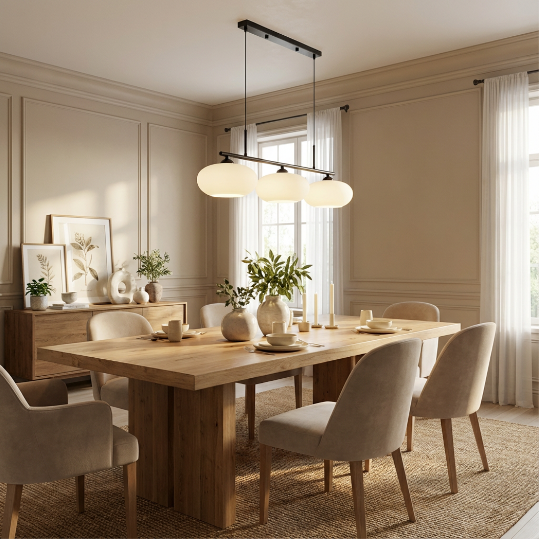 Pendant Light | Linear Triple Globe Layout
