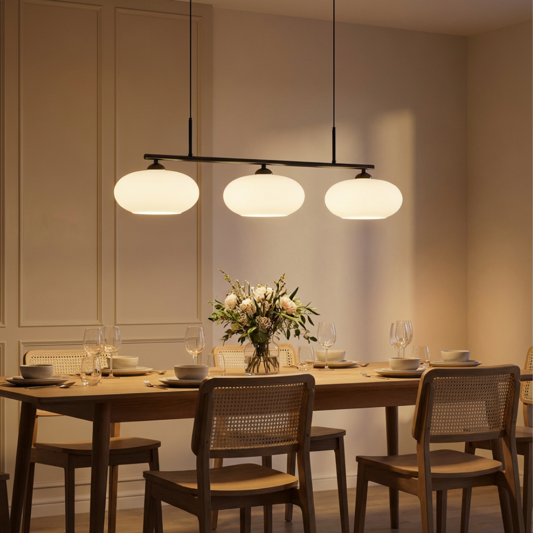 Pendant Light | Linear Triple Globe Layout