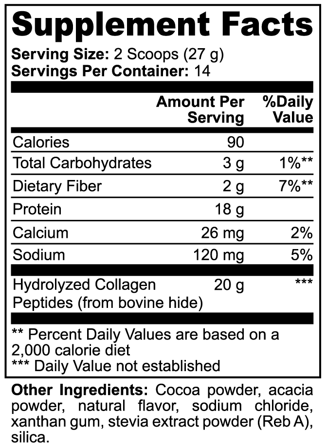 Supplement Facts panel, KINETIC Grass-Fed Collagen Peptides