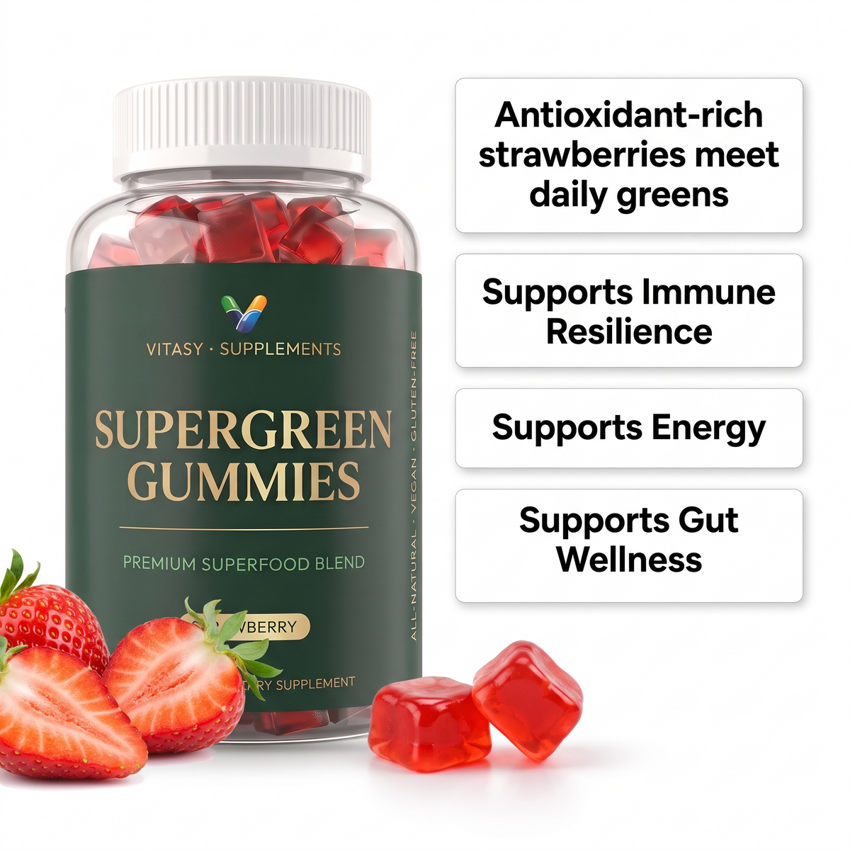 Supergreen Gummies v9 — Strawberries Meet Daily Greens