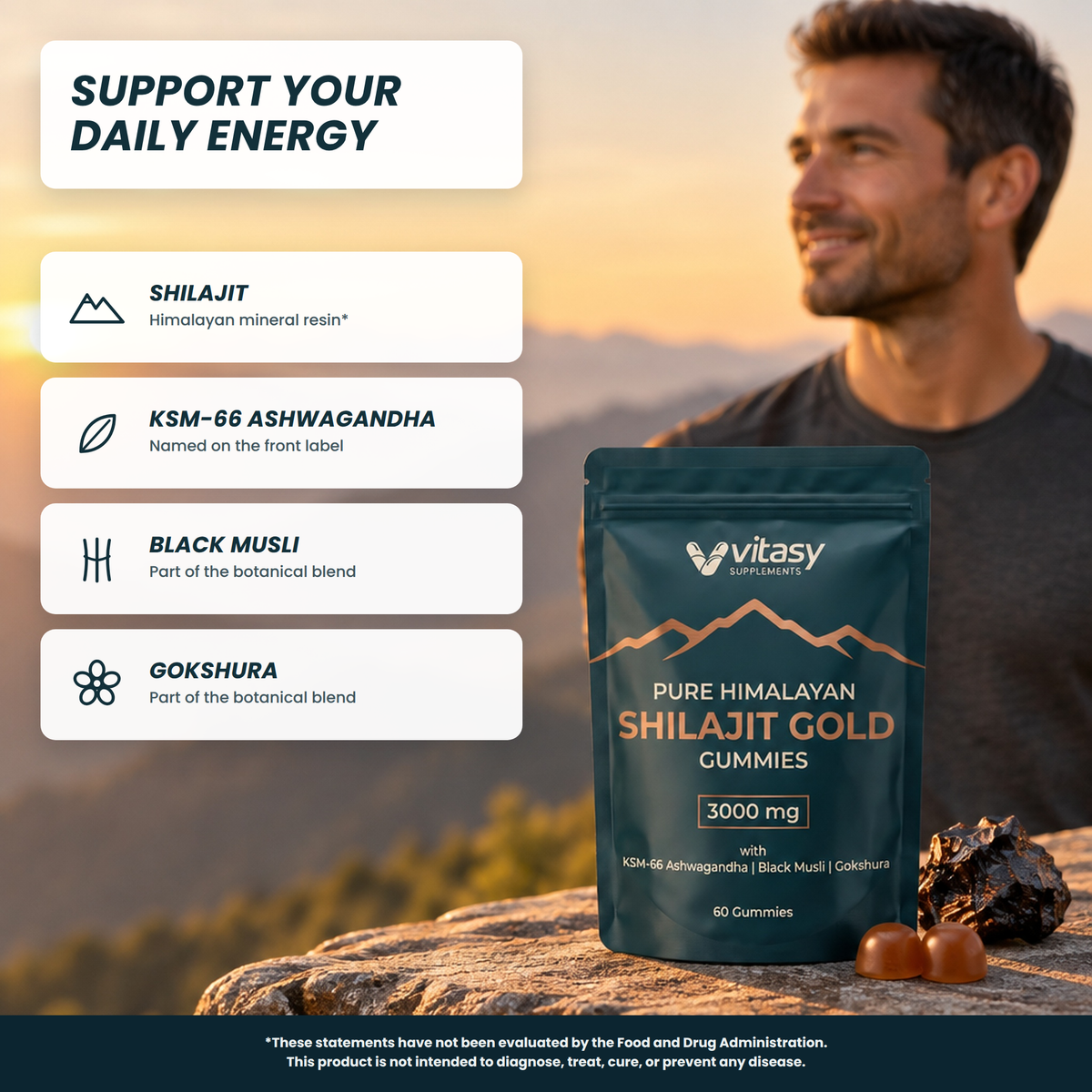 Shilajit Gummies v2.2 - 02 Support your daily energy lifestyle with four botanical cards
