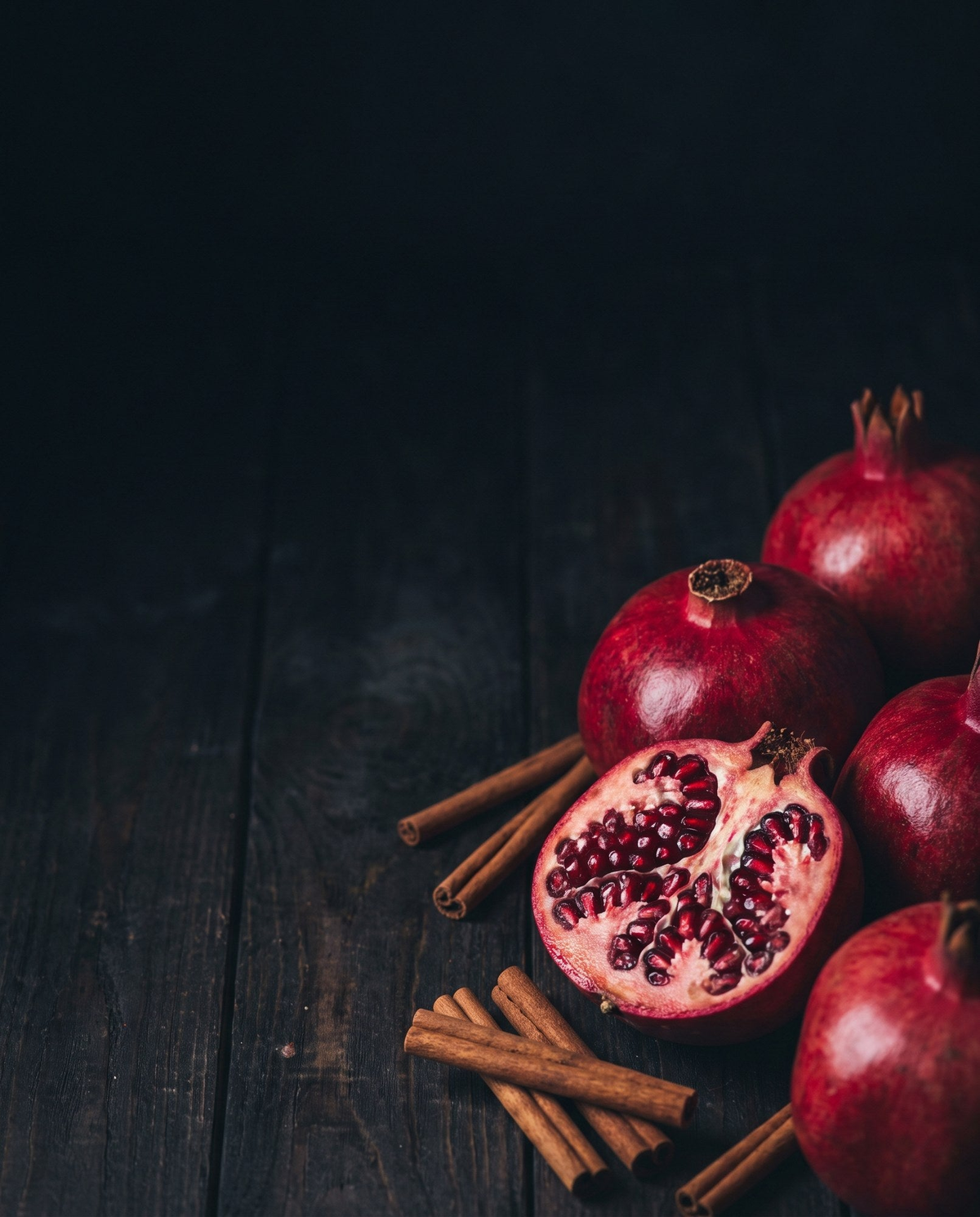 Pomegranates and cinnamon sticks