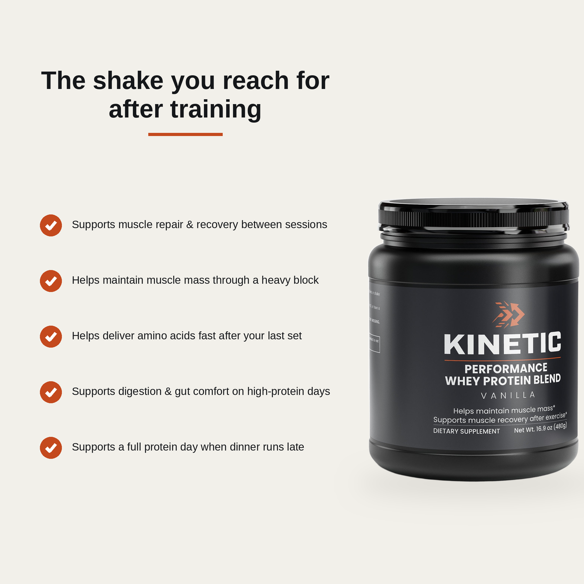 The shake you reach for after training - 5 benefits of Kinetic Performance Whey (v3)