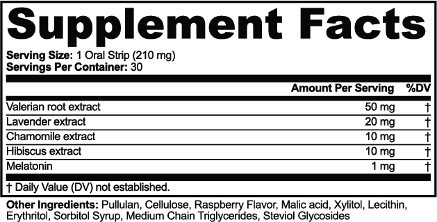 Supplement Facts panel, FERNWOOD Sleep Strips