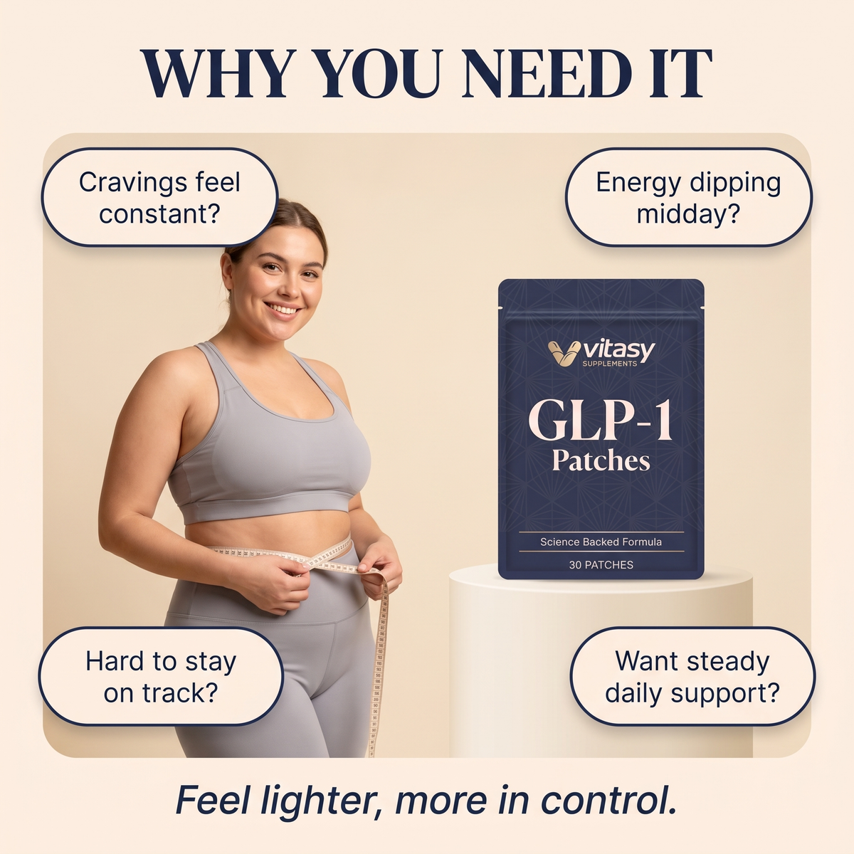 GLP-1 Patches v7 why you need it with measuring tape