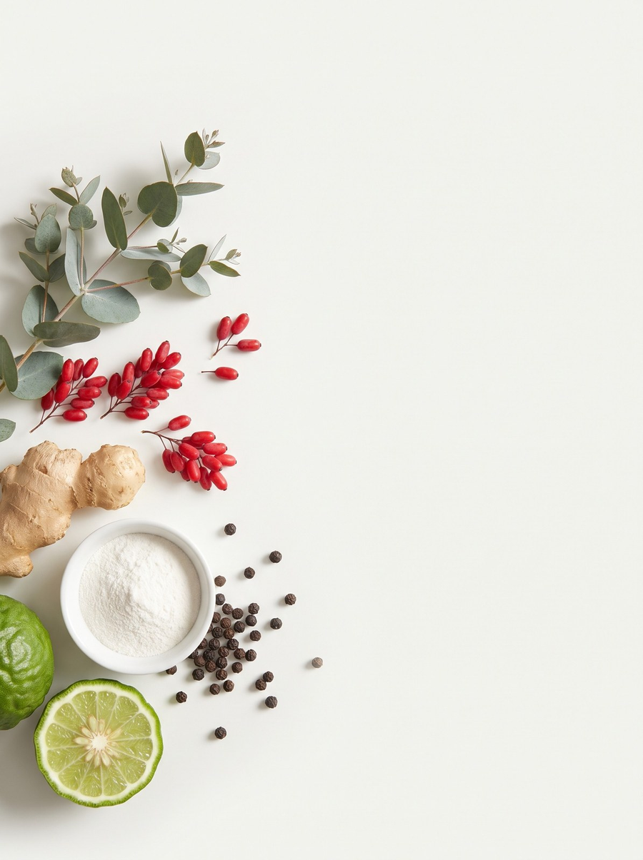 Barberry, ginger root, citrus bergamot and black pepper