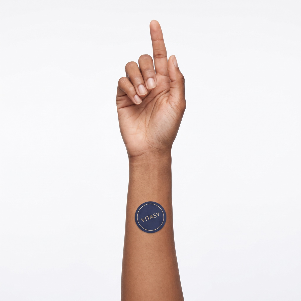 Vitasy patch worn on the inner wrist