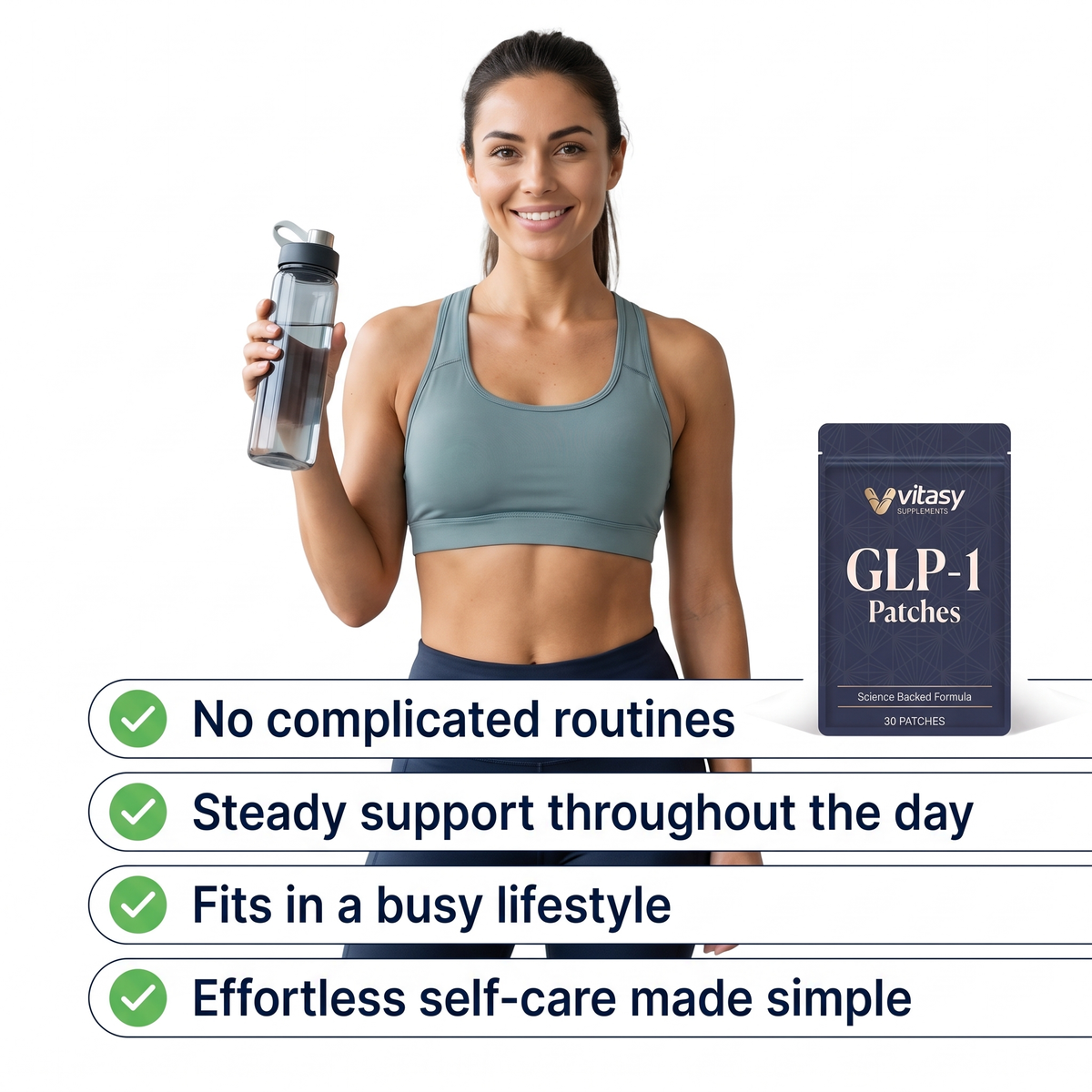 GLP-1 Patches v3 — Woman With Water Bottle