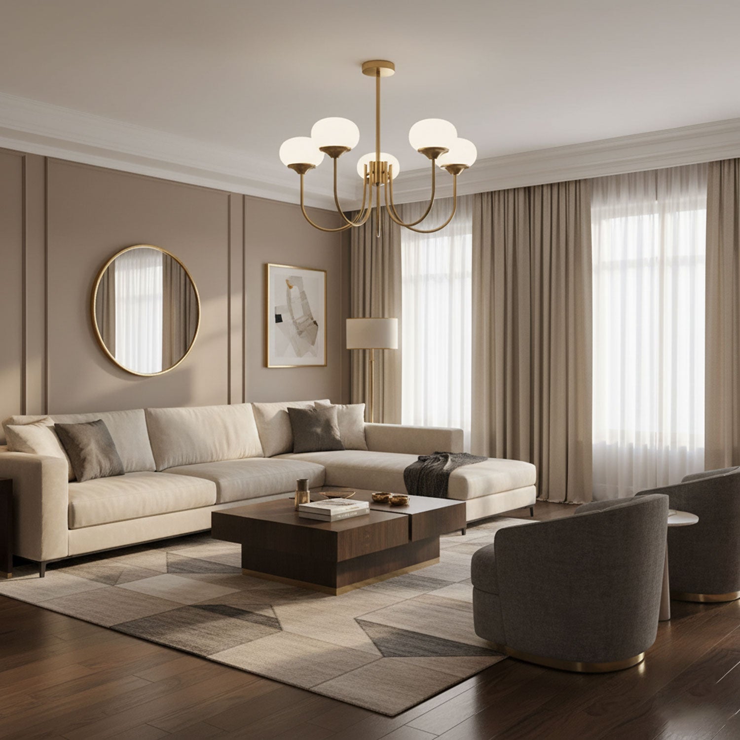 Chandelier Light | Curved Globe Design