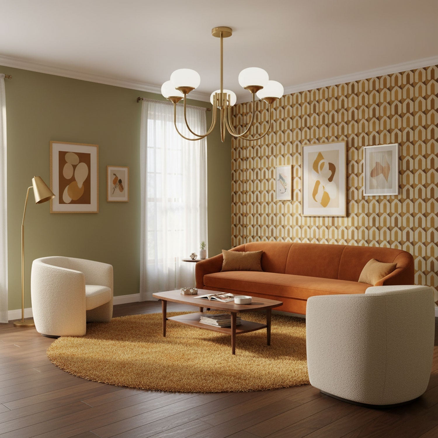 Chandelier Light | Curved Globe Design