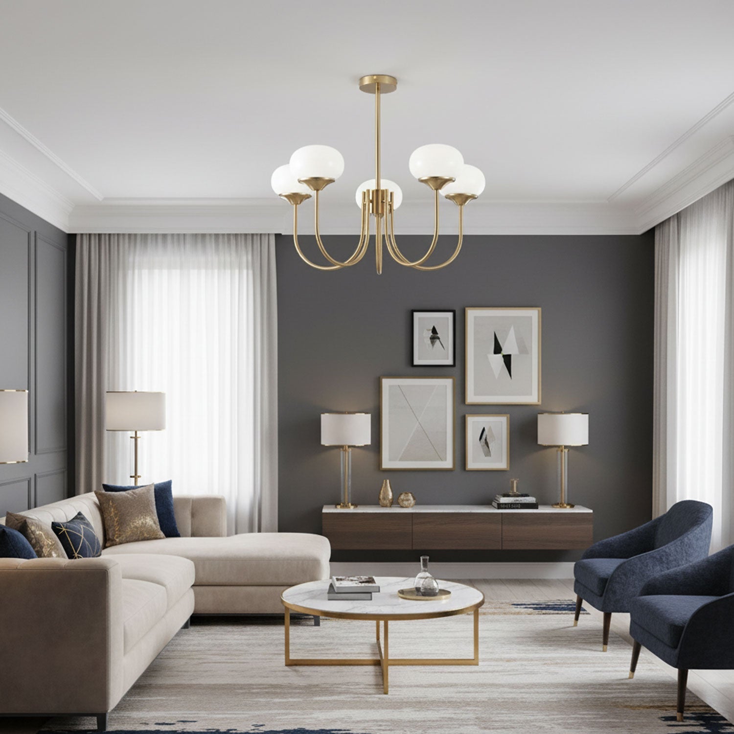 Chandelier Light | Curved Globe Design
