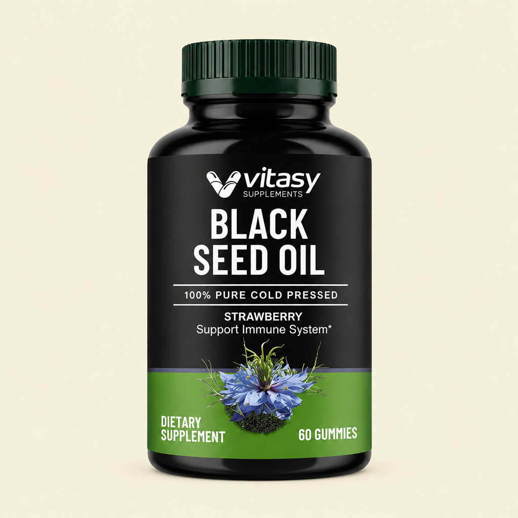 Black Seed Oil Gummies in Four Fruit Flavors - Full Spectrum Cold Pressed Oil - 1000mg Per Serving - 60 Gummies