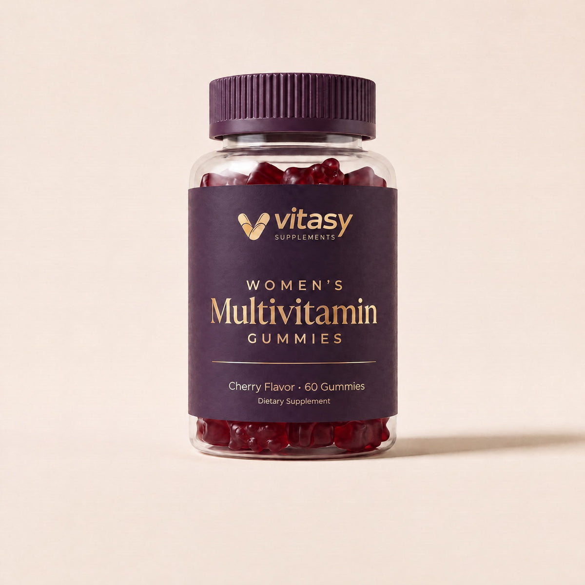Vitasy Women's Multivitamin Gummies jar, Cherry flavor