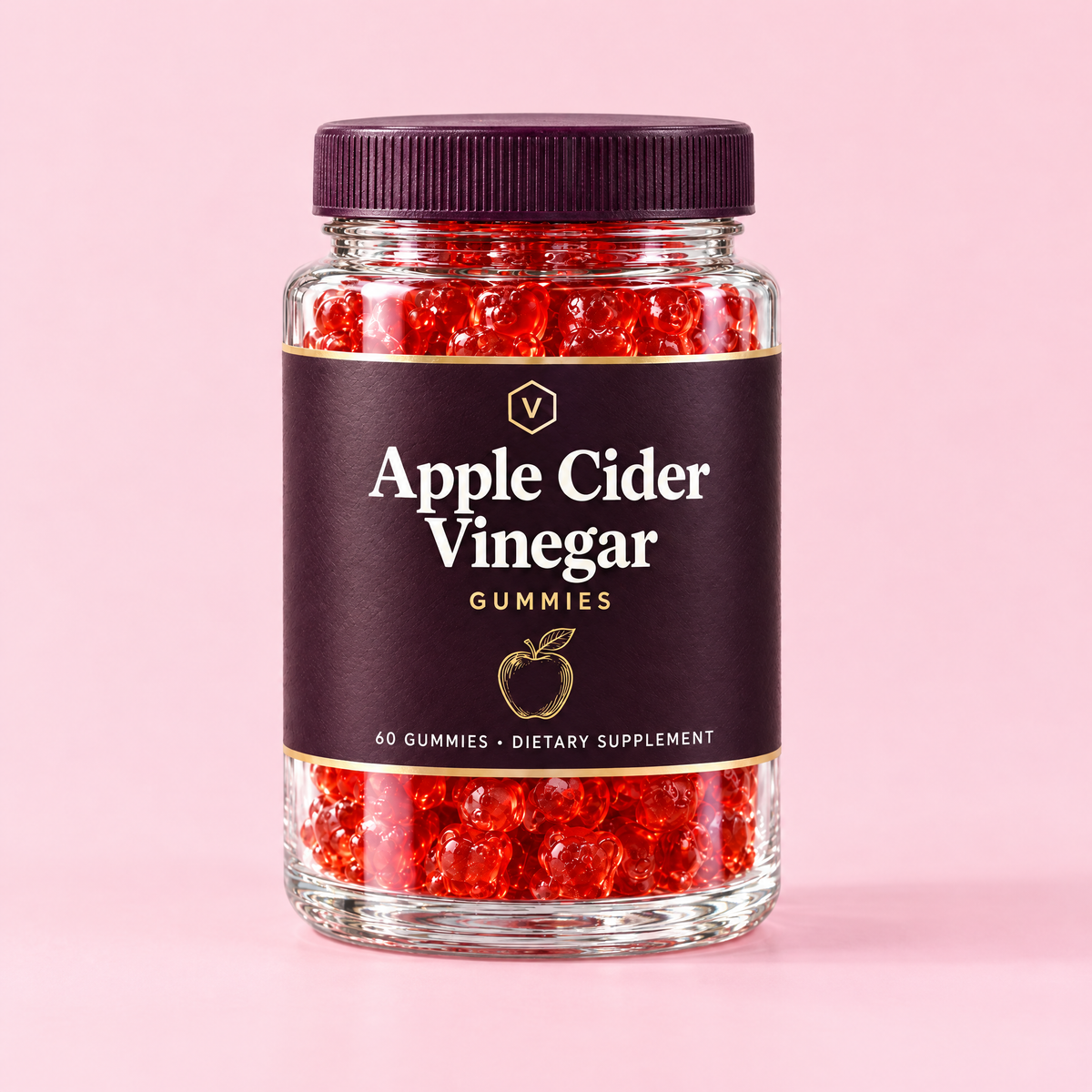 Vitasy Apple Cider Vinegar Gummies jar with red gummy bears