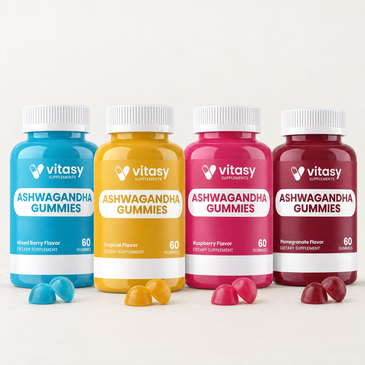 Vitasy Ashwagandha Gummies in four flavors