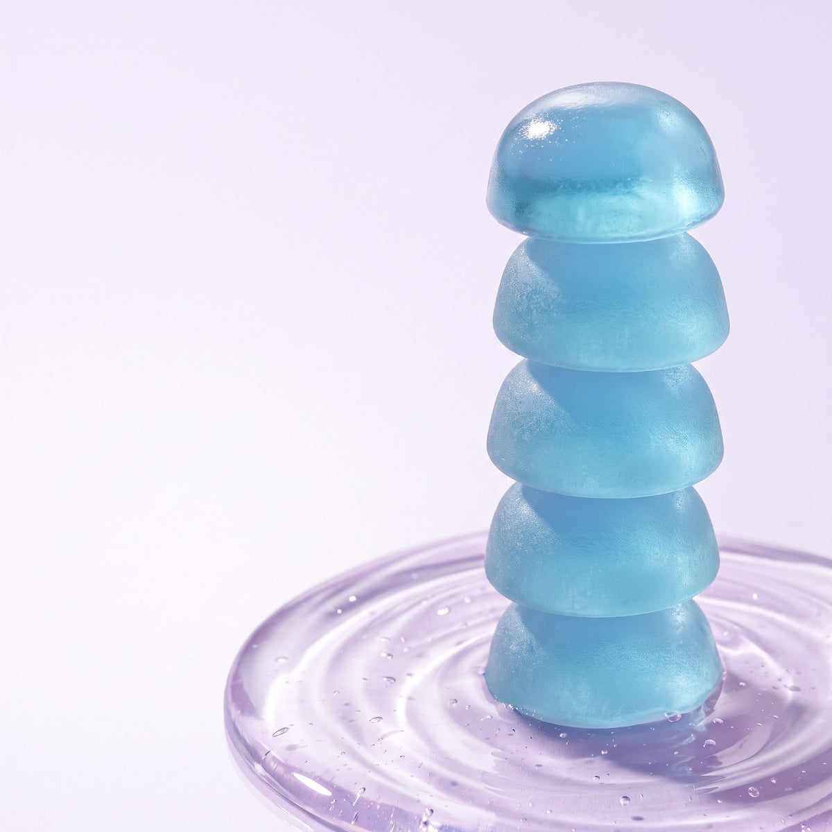 Stack of blue ashwagandha gummies