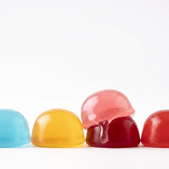 Row of colorful gummies