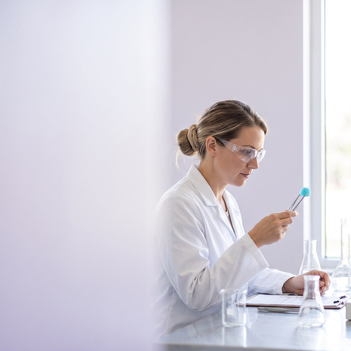 Quality control check of a gummy in a lab