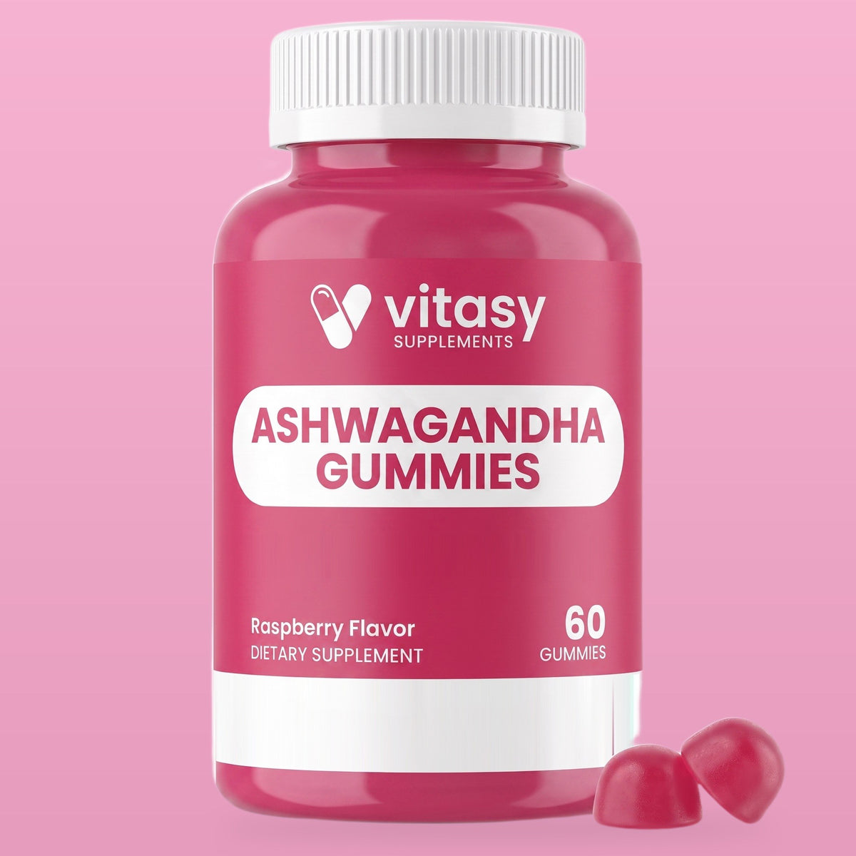 Vitasy Ashwagandha Gummies, Raspberry, 60 gummies