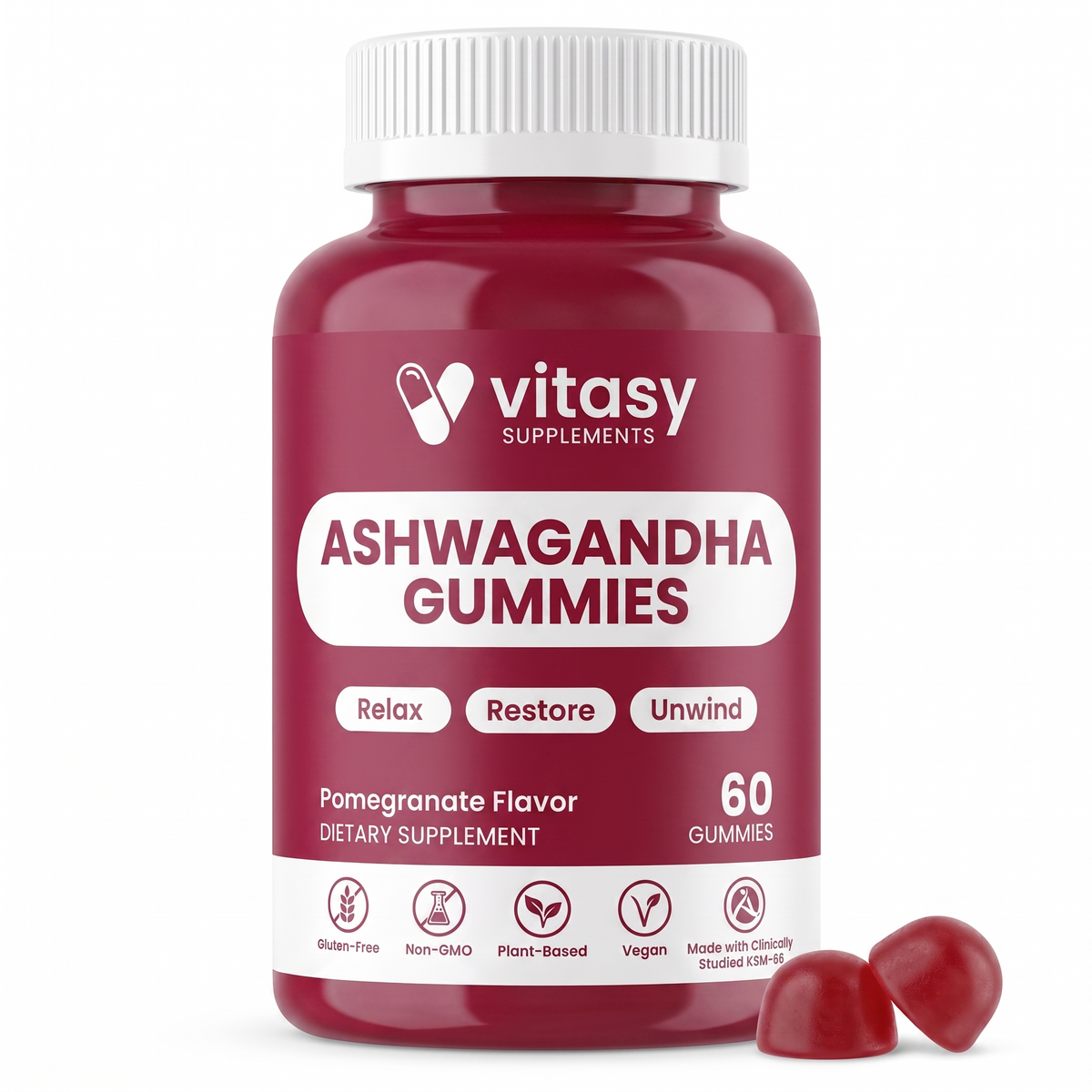 Ashwaganda Gummies Pomegranate Vitasy packshot