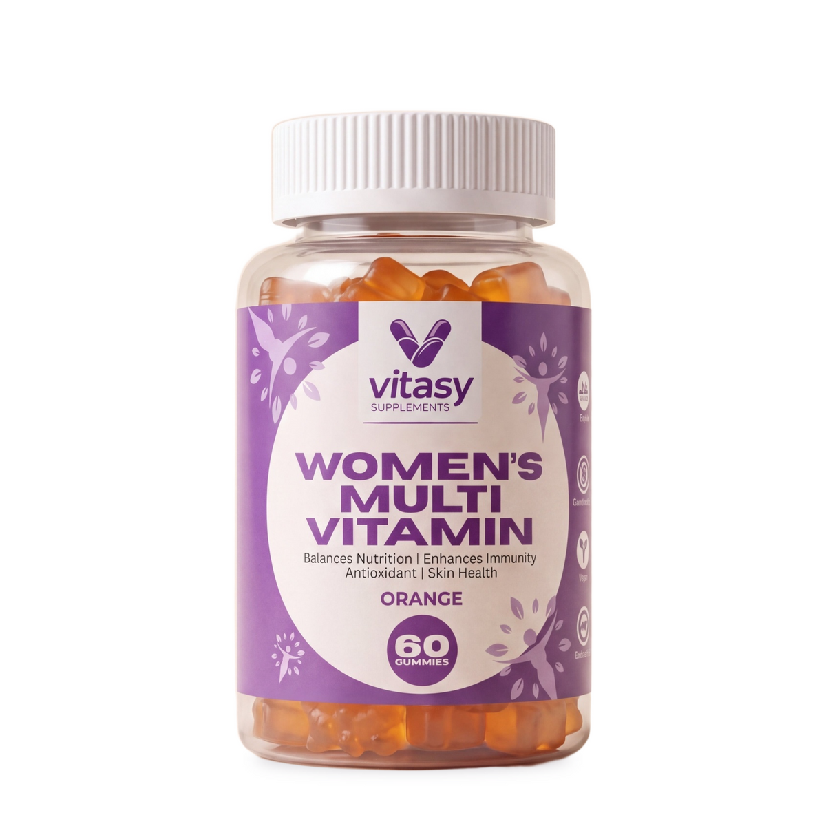 Vitasy Women's Multivitamin Gummies Orange bottle, 60 gummies