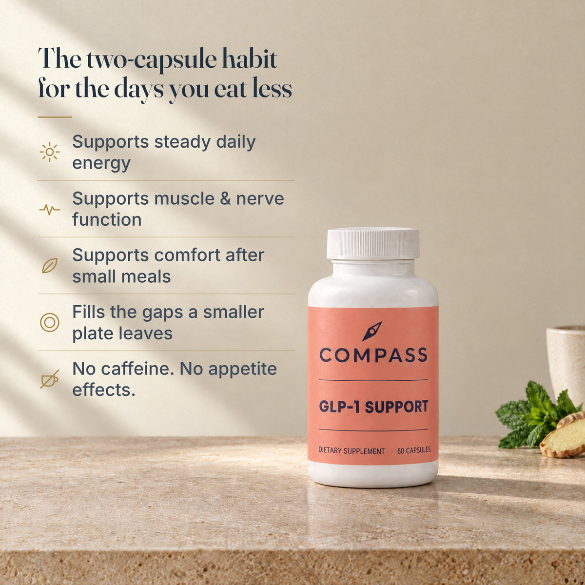 The two-capsule habit for the days you eat less - 5 benefits of Compass GLP-1 Support