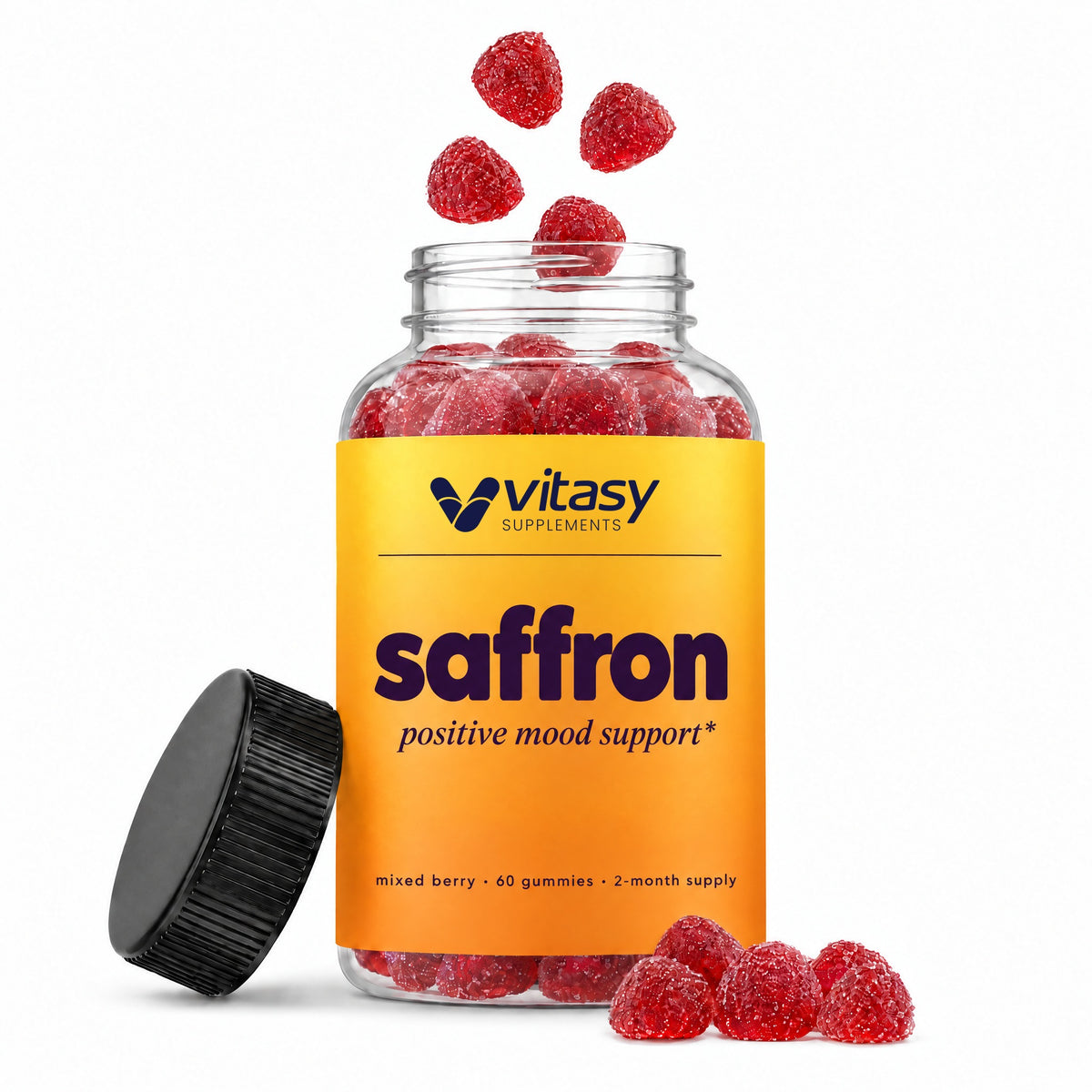Vitasy Saffron Gummies bottle, mixed berry, 60 gummies