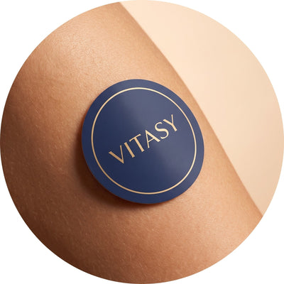 Close-up of a Vitasy patch on skin