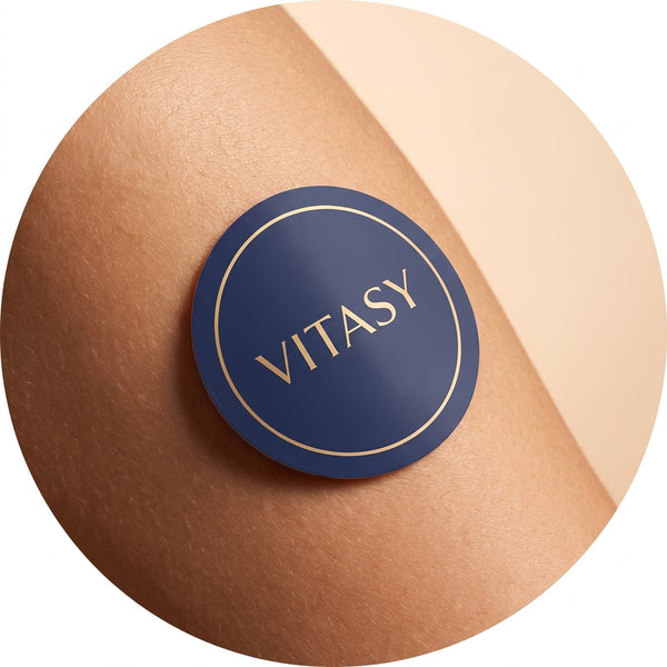 Close-up of a Vitasy patch on skin