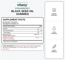 Black Seed Oil Gummies - Cold Pressed from Nigella Sativa Seeds - 1000mg Black Seed Oil Per Serving - 60 Gummies, 30 Servings