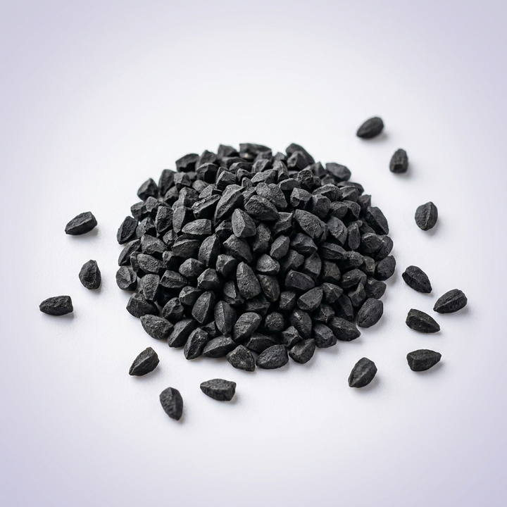 Macro close-up of black cumin seeds
