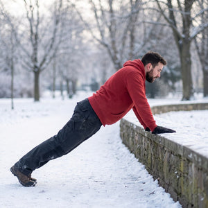 Man exercising outdoors on a winter morning