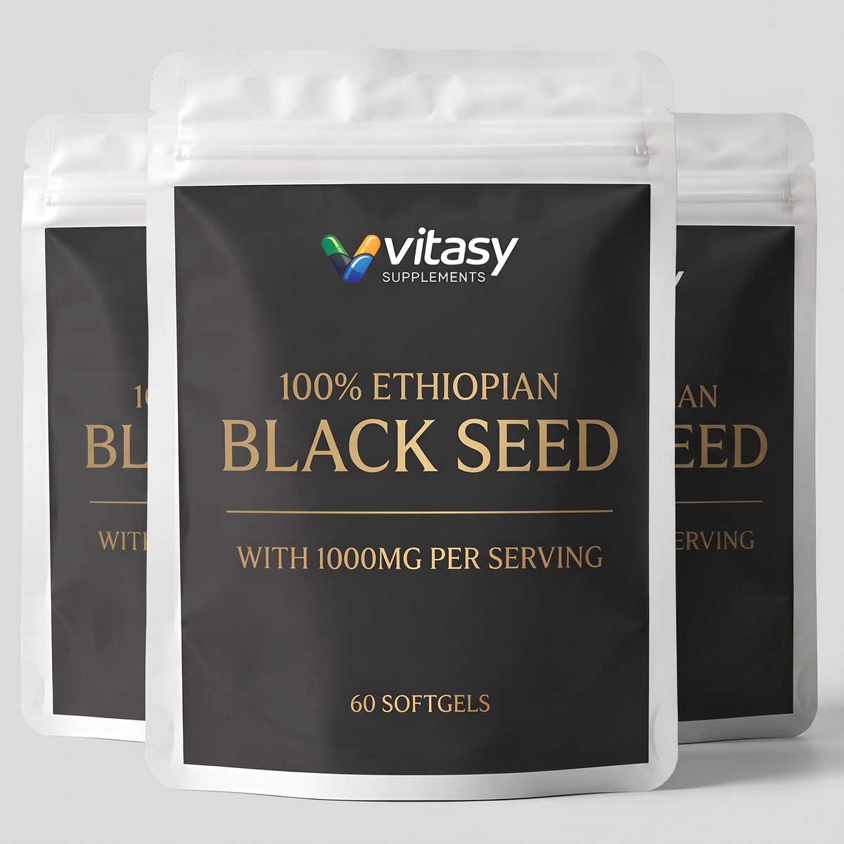 Three Vitasy Ethiopian Black Seed pouches