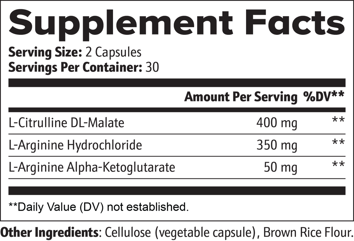 Nitric Oxide Supplement, Stimulant-Free for Muscle Pumps & Circulation - 800mg L-Citrulline + L-Arginine Per Serving - 60 Vegan Capsules, 30 Servings