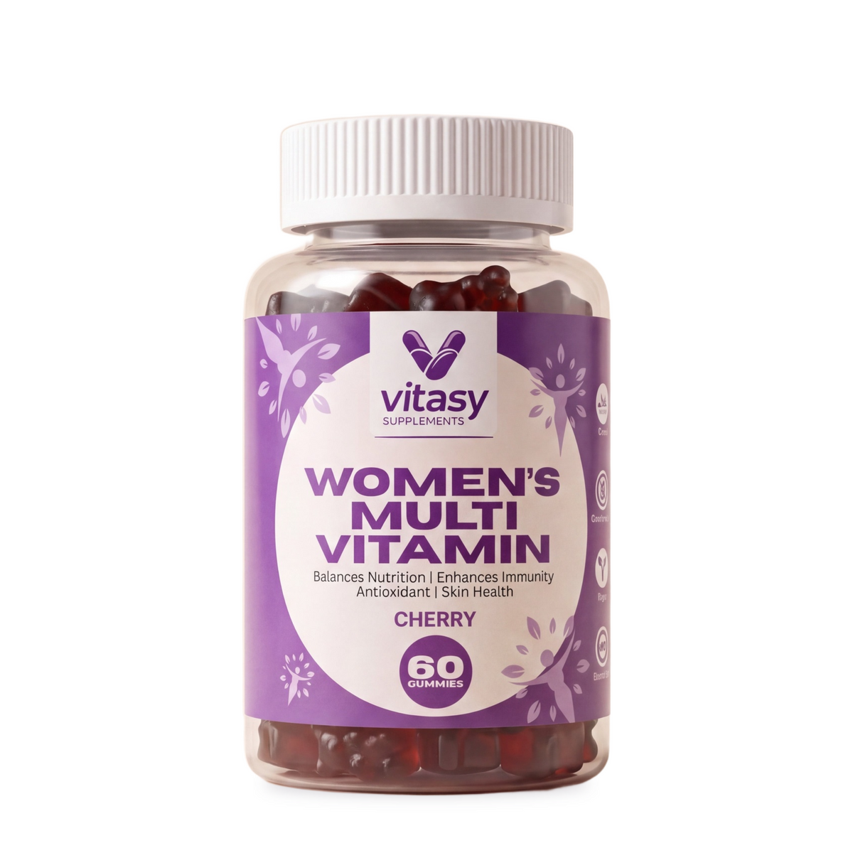 Vitasy Women's Multivitamin Gummies Cherry bottle, 60 gummies