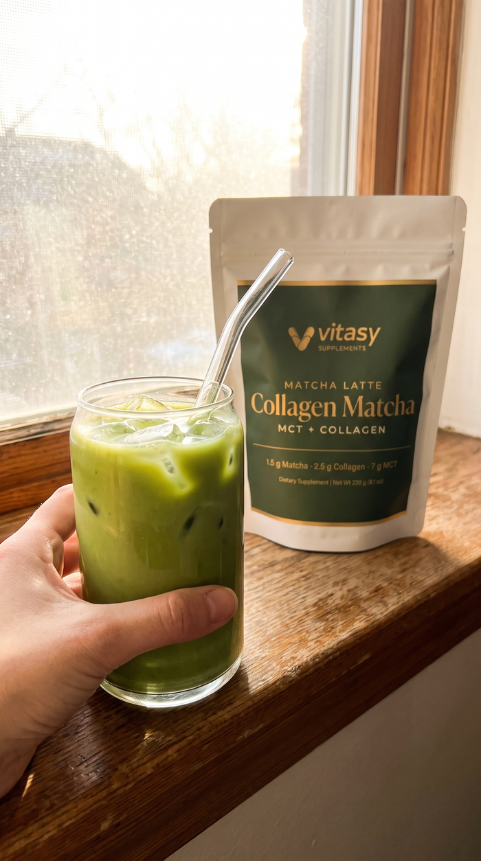 Collagen Matcha latte moment at home