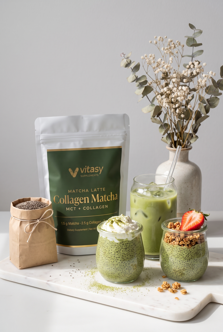 Chia and Matcha Pudding 3 Ways