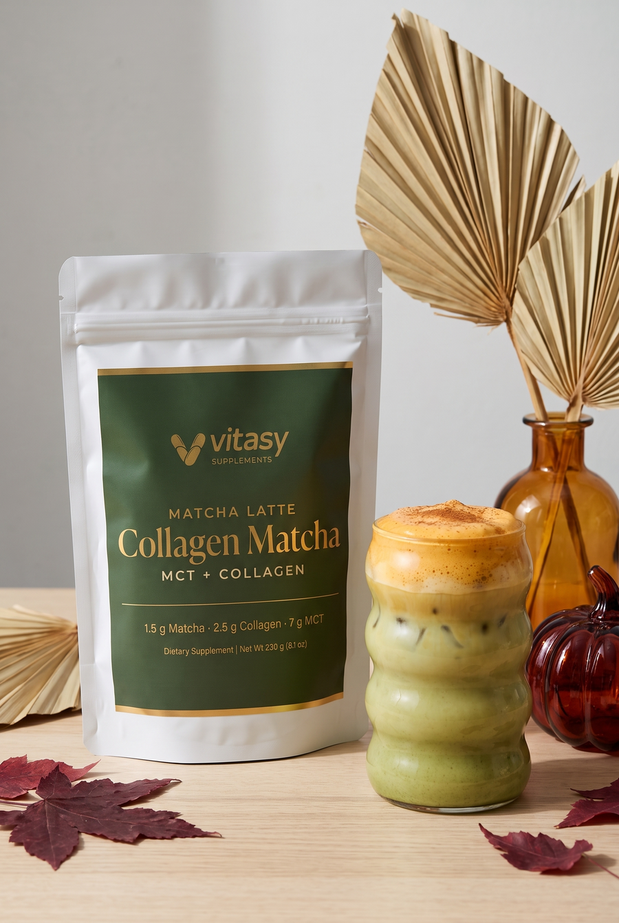 Pumpkin Spice Cold Foam Matcha Latte